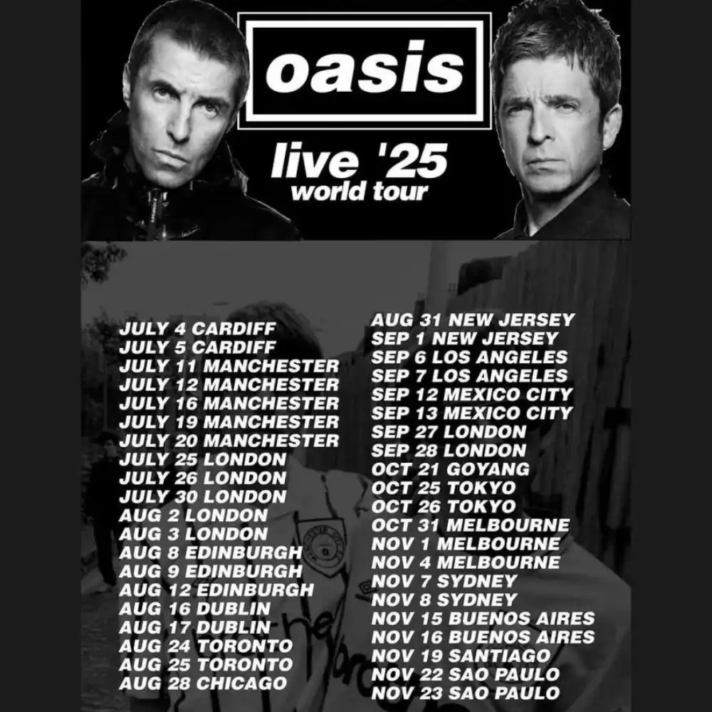 Oasis Tour Complete Schedule